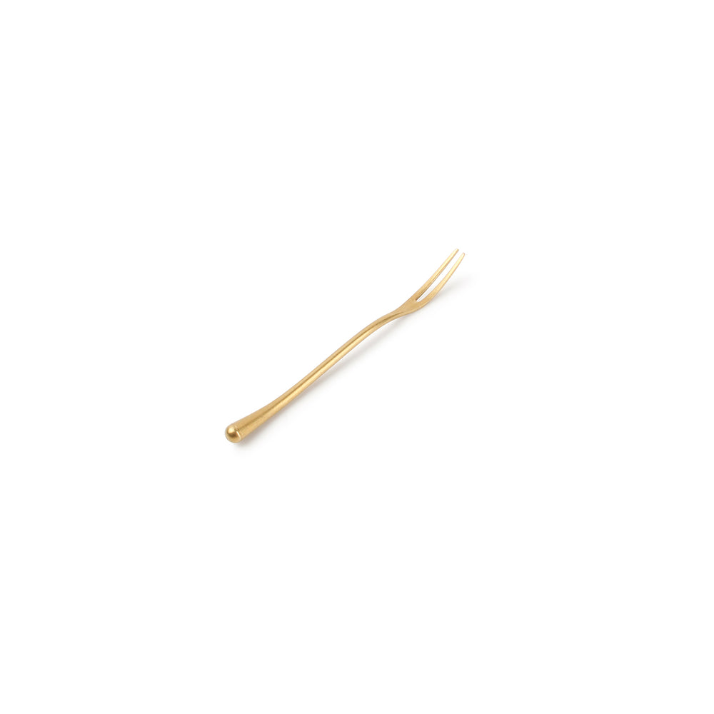 REVIVE Widelec do przekąsek złoty matowy 13,2 cm – komplet 6 szt.