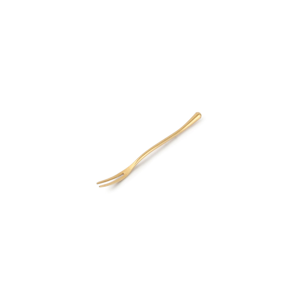 REVIVE Widelec do przekąsek złoty matowy 13,2 cm – komplet 6 szt.