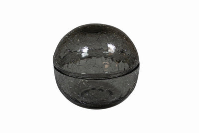 Szklana misa z pokrywką i efektem spękania, szaro-zielona, rozm. M (12 cm)