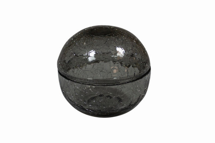Szklana misa z pokrywką i efektem spękania, szaro-zielona, rozm. M (12 cm)