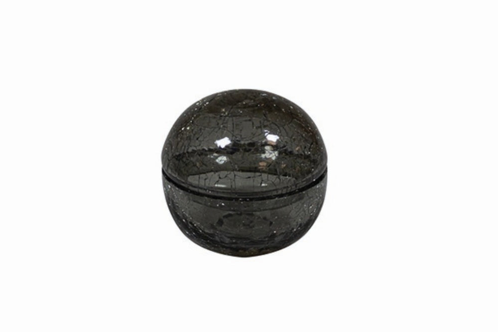 Szklana miseczka z pokrywką i efektem spękania, szaro-zielona, rozmiar S, 7 cm