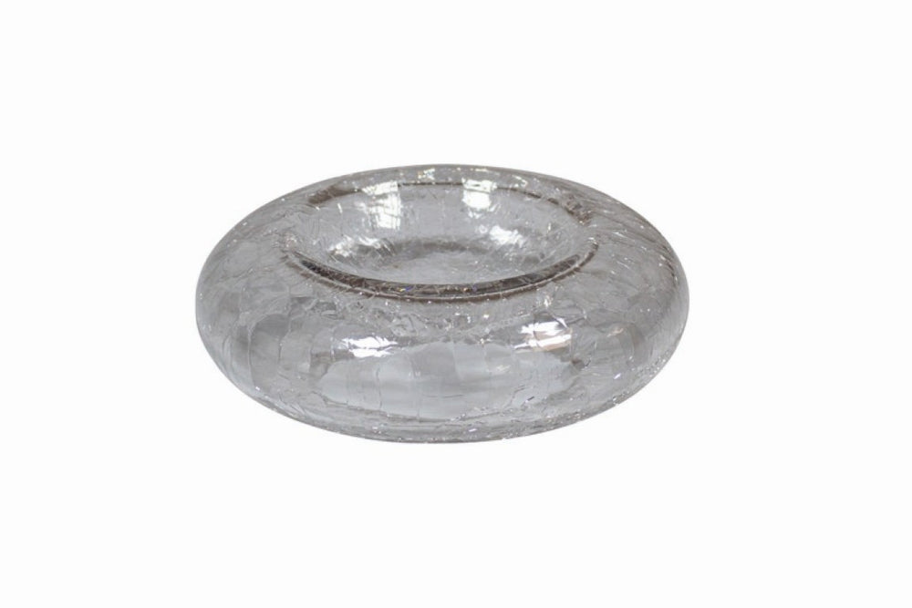 Przezroczysta misa prezentacyjna ze szkła spękanego (typ donut), 17 x 5 cm