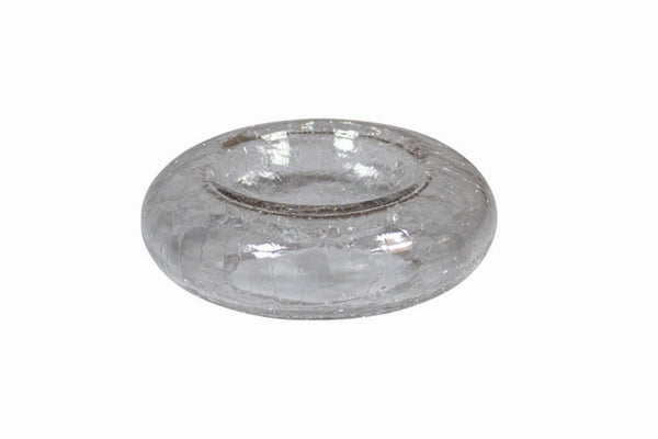 Przezroczysta misa prezentacyjna ze szkła spękanego (typ donut), 17 x 5 cm