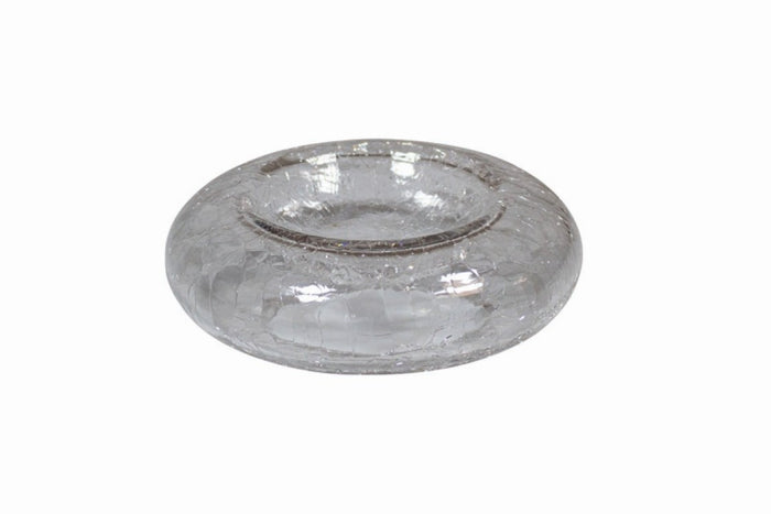 Przezroczysta misa prezentacyjna ze szkła spękanego (typ donut), 17 x 5 cm